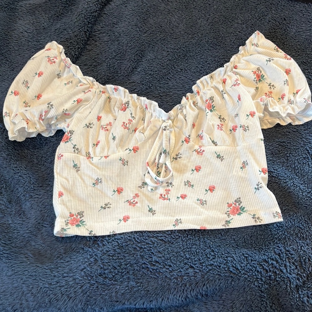 white floral crop top